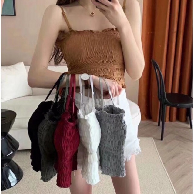 ÁO BRA,ÁO LÓT NỮ  ❤️FREESHIP❤️ Áo Bra Nhún 2 Dây Pha Cotton 6843 sexy