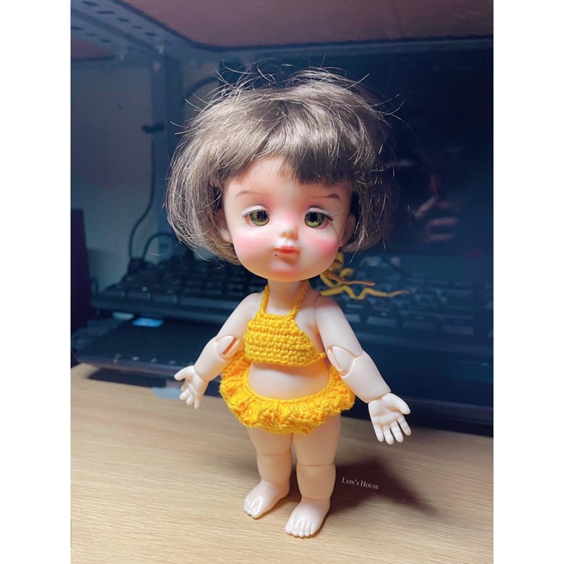 Bikini 2 mãnh Vịt vàng - Size búp bê 1/8, Baboliy, Bru, Ob11, 1/12..
