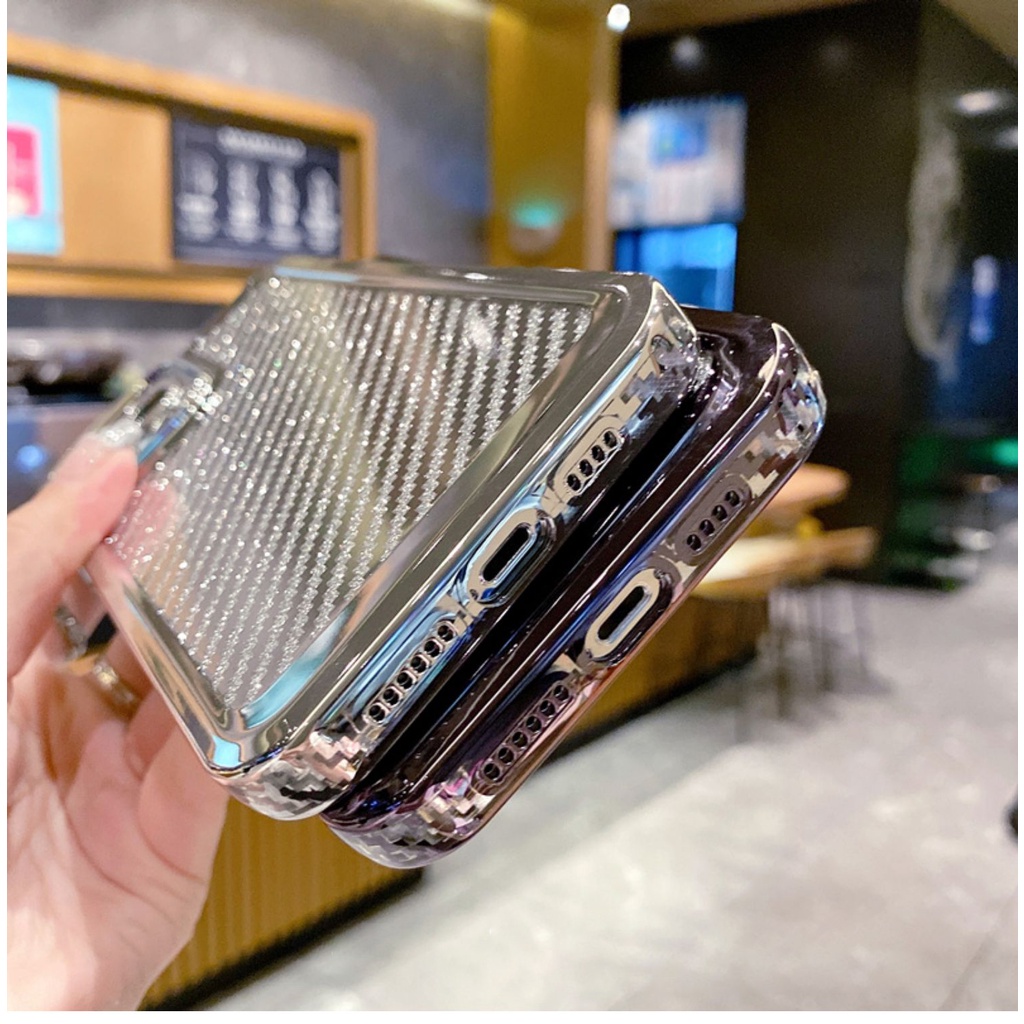 Ốp Điện Thoại TPU Sợi carbon Mạ Điện Cho iPhone 13 12 11 Pro max xs xr xsmax 7 / 8SE2020 7plus / 8plus