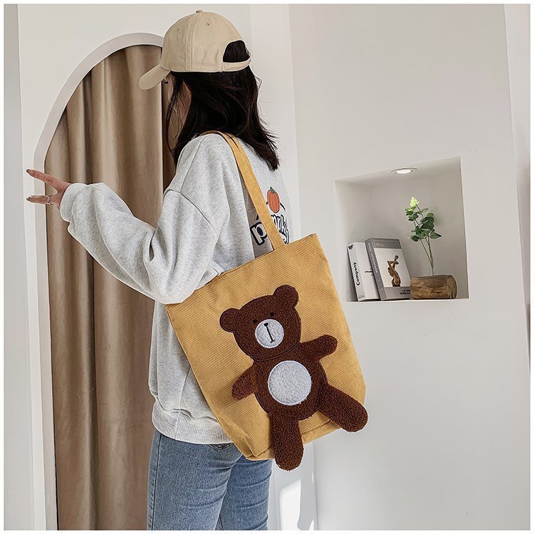 Túi Xách Canvas Cỡ Lớn In Họa Tiết Hoạt Hình Đơn Giản Cho Nữ