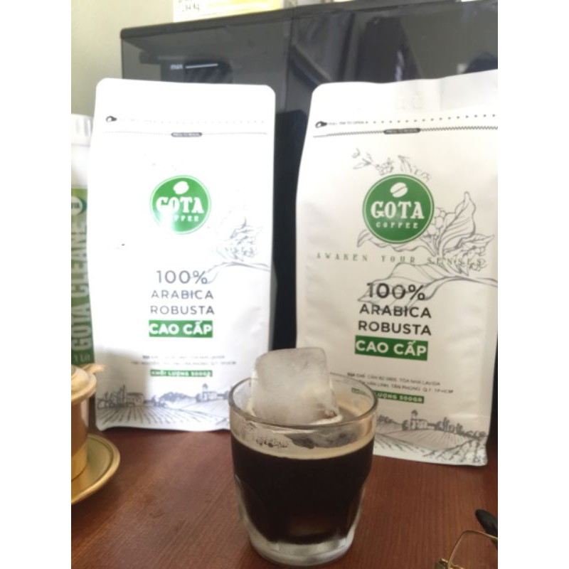 [ GOTA Cafe] gói 500g. Nguyên chất 100% Cafe hạt và cafe rang xay.