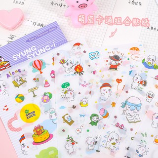 Sticker bóc dán hình hoạt hình cute dùng trang trí sổ, đồ dùng cá nhân xinh xắn