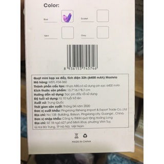 Shop Bố Ken Quạt Tích Điện Mini Chân Kẹp YOOBAO &  MASTELA Cao Cấp [Phiên Bản Cao nhất 6400Mah]