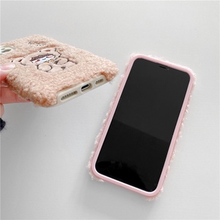 Ốp lông cừu hình bé gấu thỏ cho IPhone
