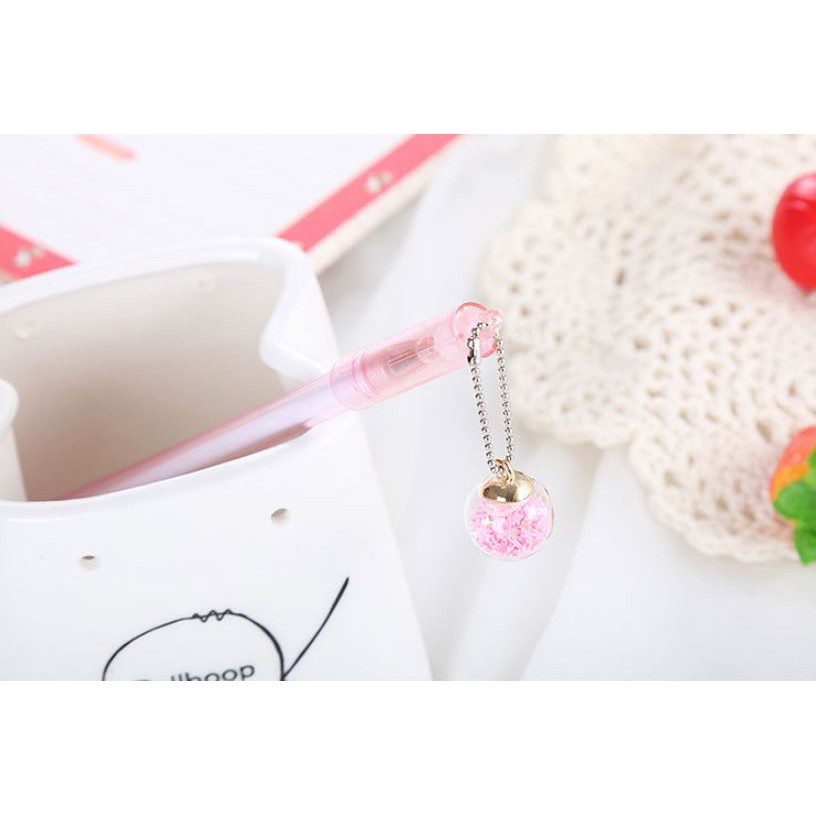 Bút Gel Nước Mực Đen Quả Cầu Nhũ Lấp Lánh H70