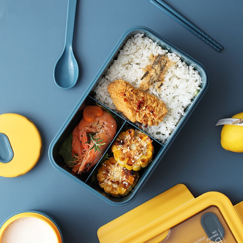 Hộp Đựng Cơm Văn Phòng HAPPYHOUSE84 – Hộp Cơm Giữ Nhiệt LUNCH BOX 3 Ngăn 1400ml – Dùng Được Lò Vi Sóng -An Toàn ,Vệ Sinh