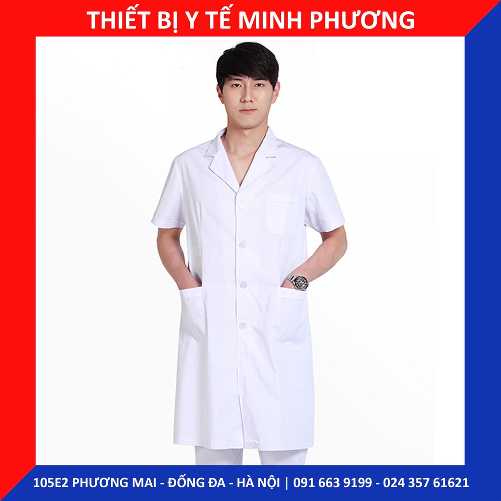 Áo Blouse bác sĩ dáng dài - tay cộc nam, nữ các size S M L XL