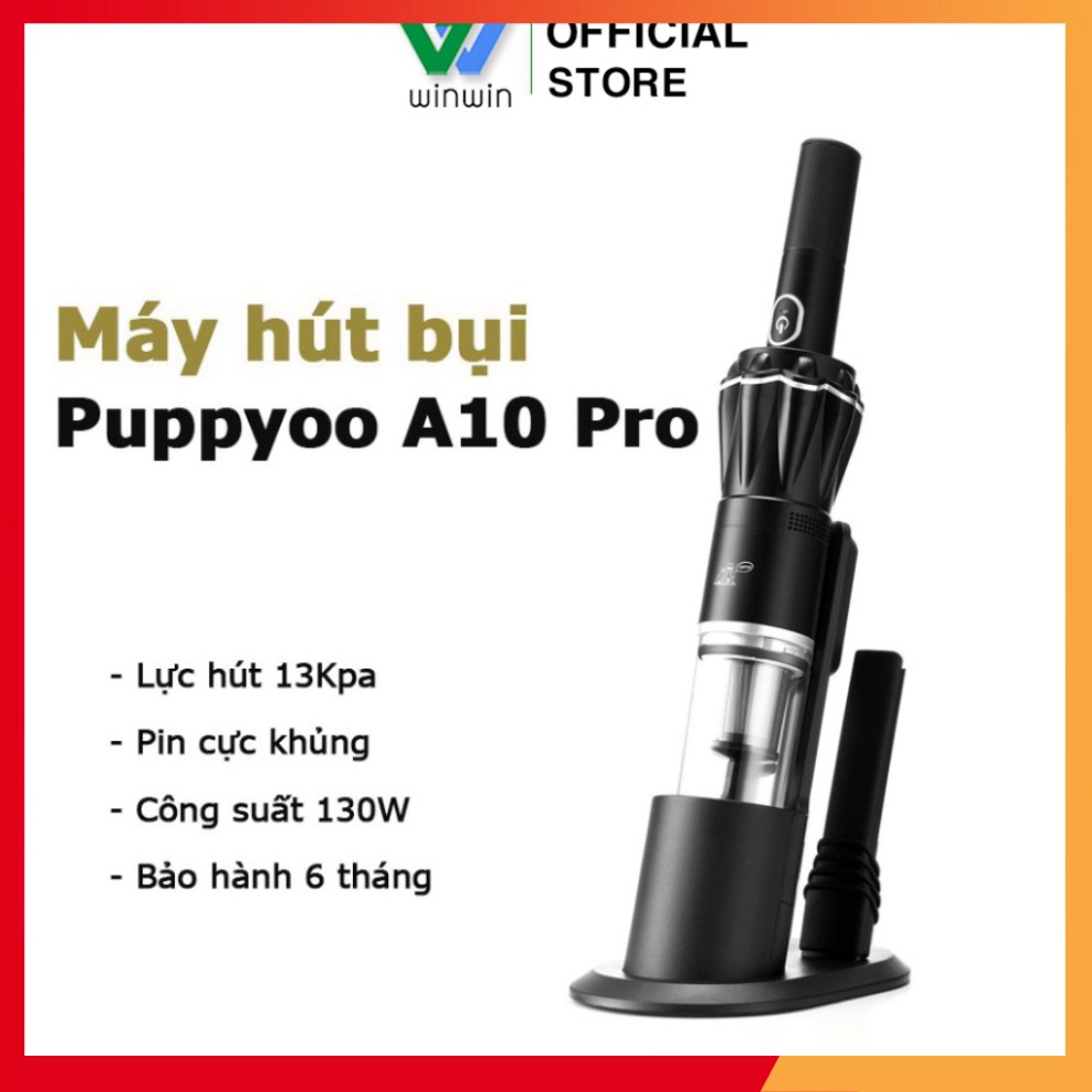 Máy hút bụi không dây cao cấp Puppyoo A10 Pro hút bụi sạch sẽ với lực hút 13kPa, công suất 120W_ Hàng chính hãng