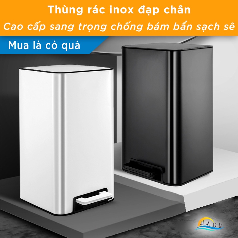 Thùng Đựng Rác Nhà Vệ Sinh Nhà Bếp Có Nắp Cao Cấp Inox 9 Lít Khử Mùi Than Hoạt Tính Chống Bụi Bẩn CCKO