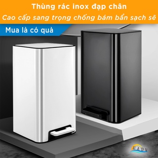 Thùng Đựng Rác Nhà Vệ Sinh Nhà Bếp Có Nắp Cao Cấp Inox 9 Lít Khử Mùi Than Hoạt Tính Chống Bụi Bẩn CCKO