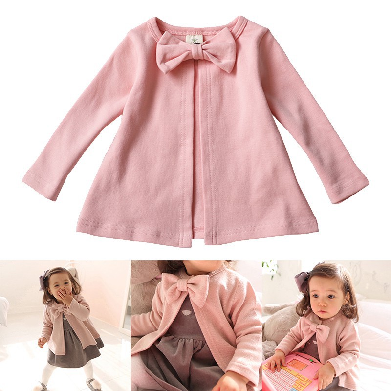 Áo khoác cổ tròn dài tay cho bé gái