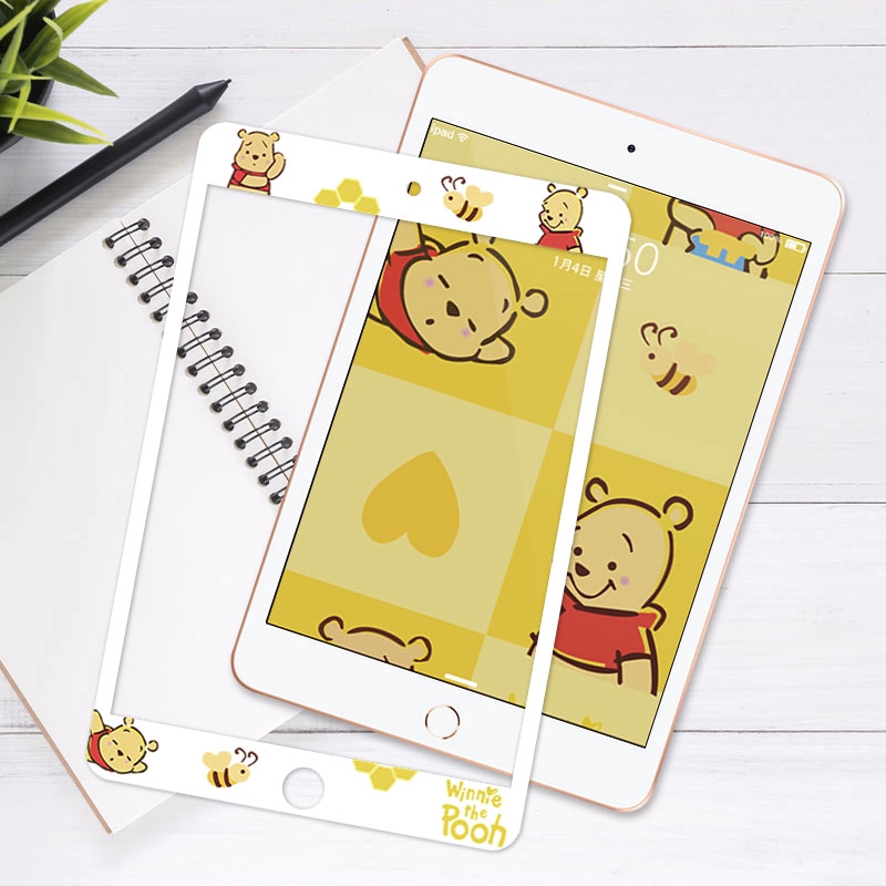 Miếng dán màn hình máy tính bảng cường lực hình gấu Pooh cho iPad Pro mini 1/2/3 Air1 / Air2