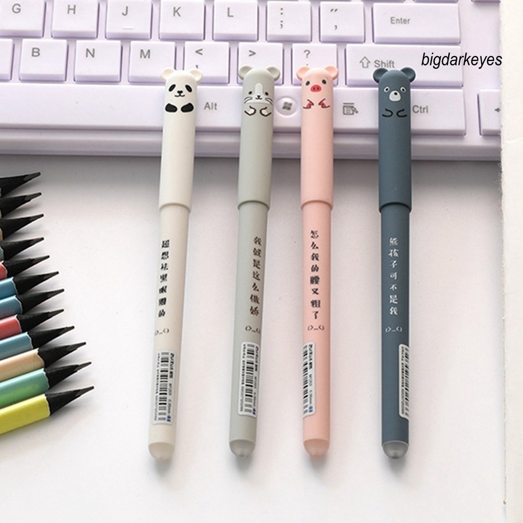 Nyt-bộ 4 Bút Gel Họa Tiết Động Vật Hoạt Hình Bằng Nhựa Chống Thấm Nước Có Thể Xóa Được Dùng Cho Gia Đình