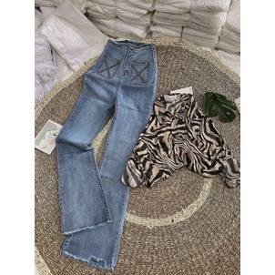 QUẦN JEANS DÀI ỐNG LOE TÚI KIỂU LƯNG CAO SIÊU HOT SHOP PHƯƠNG CHÂU