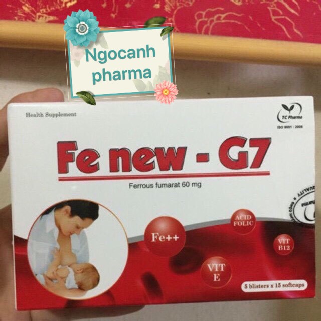 Fe New G7 Bổ sung sắt, acid folic, vitamin B12 cho mẹ bầu