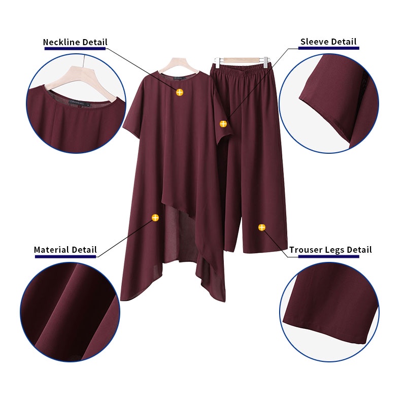 Set 2 món Zanzea áo thun tay lửng cổ tròn có túi và quần dài thời trang nữ