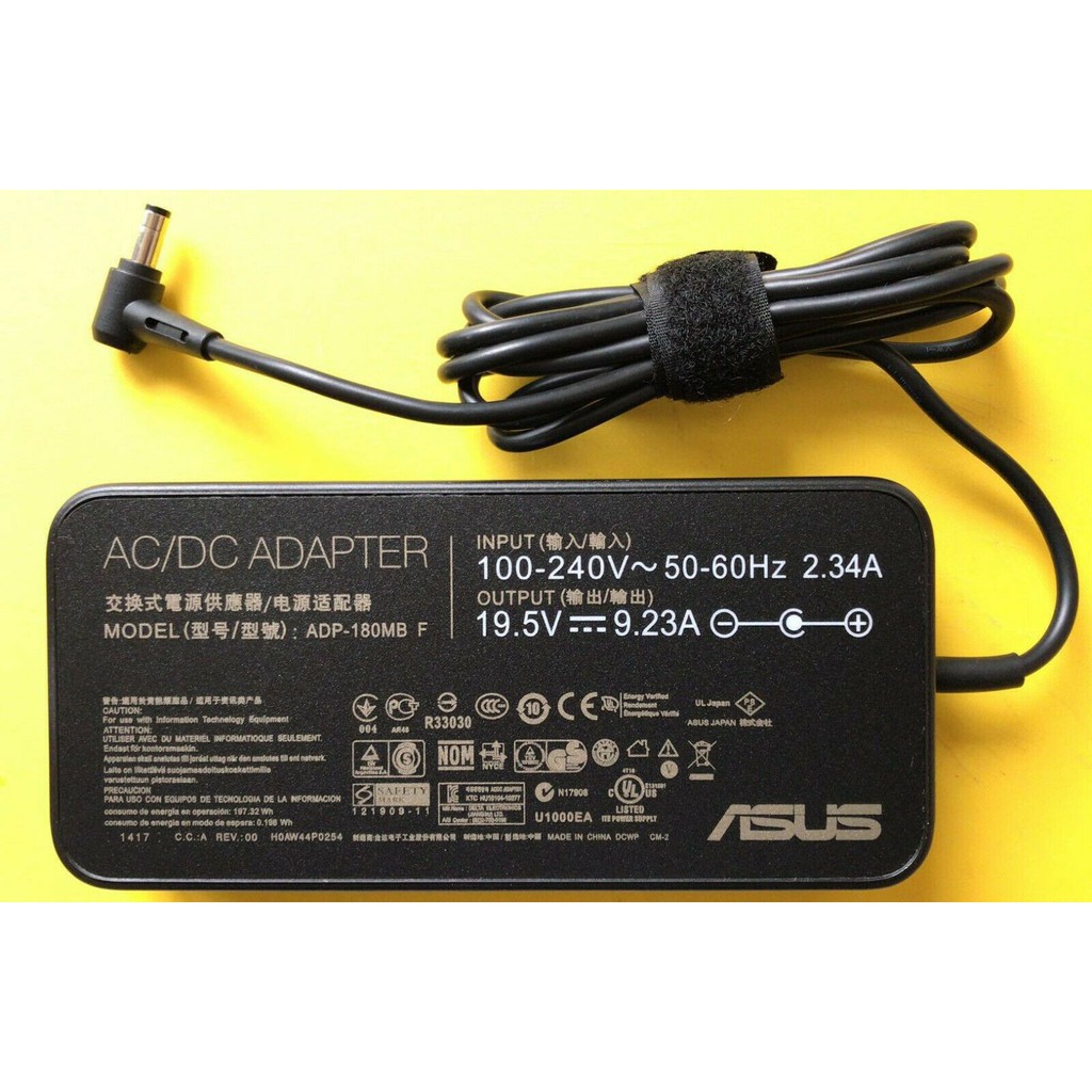 (ADAPTER) SẠC LAPTOP ASUS 19.5V-9.23A (180W) (Slim, Đầu thường) kích thước đầu ghim (5.5 x 2.5 mm)