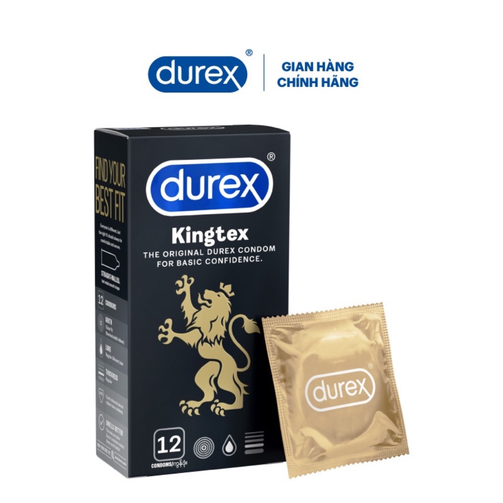 Bao cao su size nhỏ 49mm Durex Kingtex hộp 12 bao-The Love Store