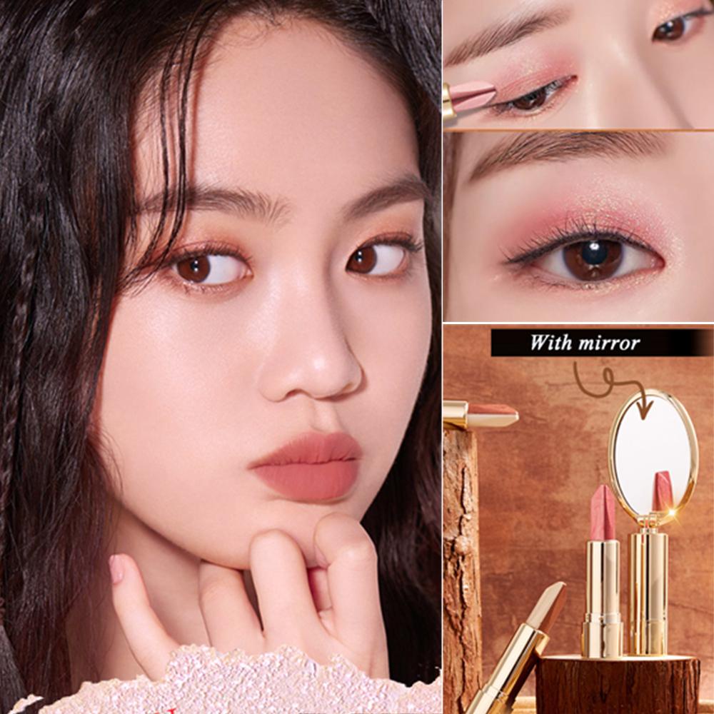 OCEANMAP Phấn Mắt Dạng Bút Hai Màu Sắc Ánh Ngọc Trai Chống Thấm Nước Có Gương Soi Tiện