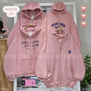 🐷🐷🐷 Áo khoác nỉ hoodie zip Hồng PINK phong cách Hàn Quốc (Có sẵn/ảnh thật)