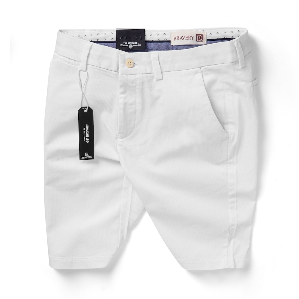 Quần short linen Linzo màu Trắng vải mềm mịn thoáng mát, form regular fit - Bravery