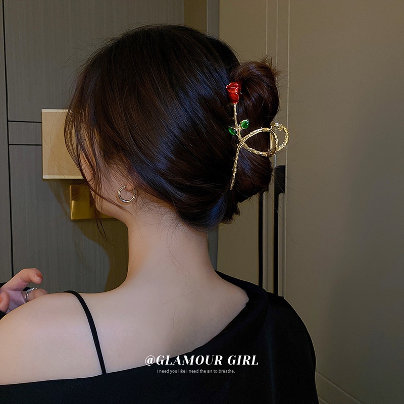 Kẹp Tóc Hình Hoa Hồng/Lá/Chữ Thập/Chữ Thập Đơn Giản Cá Tính Thời Trang