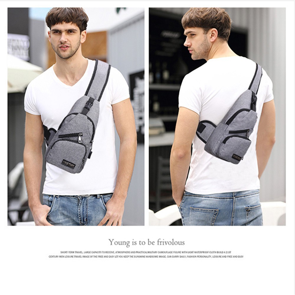 Túi vải đeo ngực nam kèm dây cắm USB | BigBuy360 - bigbuy360.vn