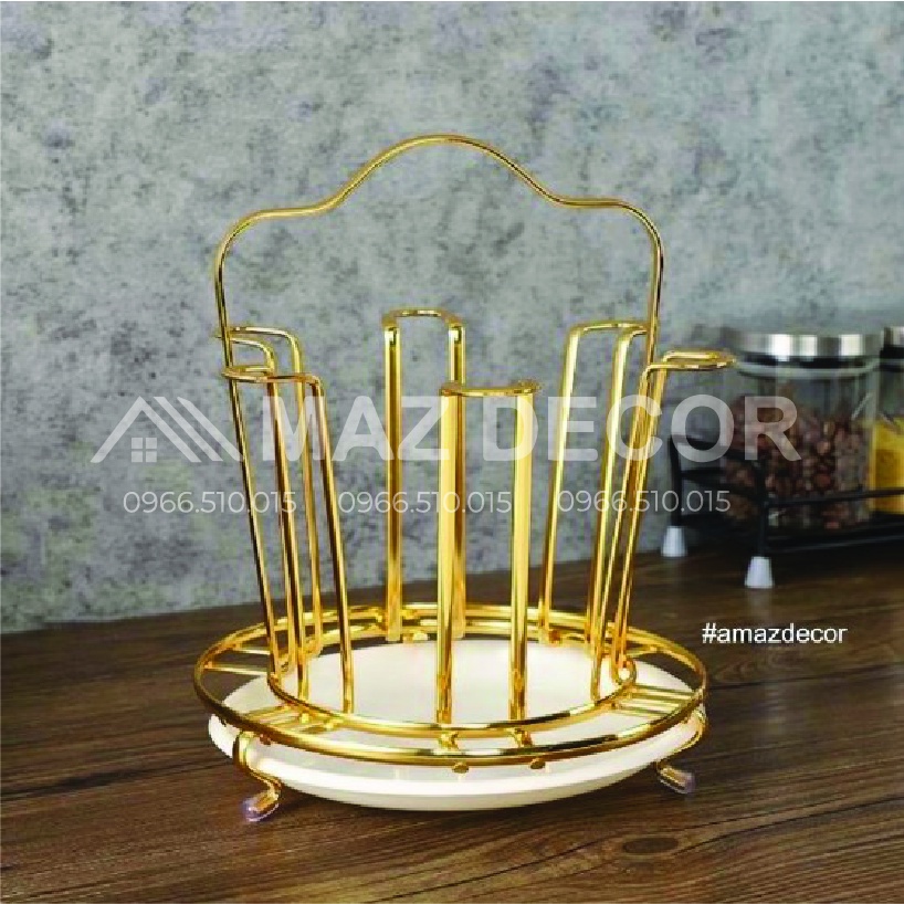 [SỈ] KHAY ÚP CỐC, ÚP LY HỢP KIM MẠ VÀNG KÈM KHAY CÓ ĐĨA HỨNG NƯỚC CAO CẤP SANG TRỌNG ĐẸP HÌNH VUÔNG HÌNH TRÒN