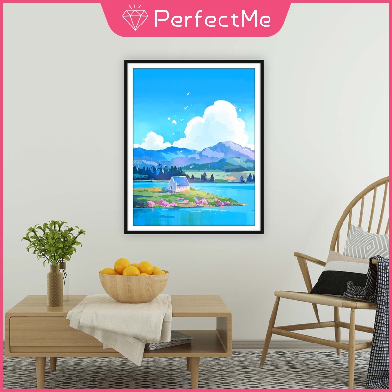 Bộ tranh đính đá 5D DIY hình bầu trời xanh và trắng 30X40cm trang trí nhà