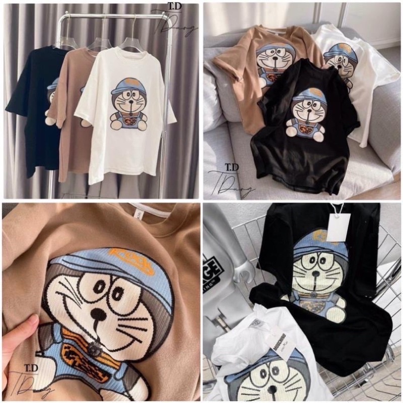 [RẺ VÔ ĐỊCH] Áo Thun Tay Lỡ  Nam Nữ, Áo Phông Tay Lỡ Unisex in Doremon đáng yêu