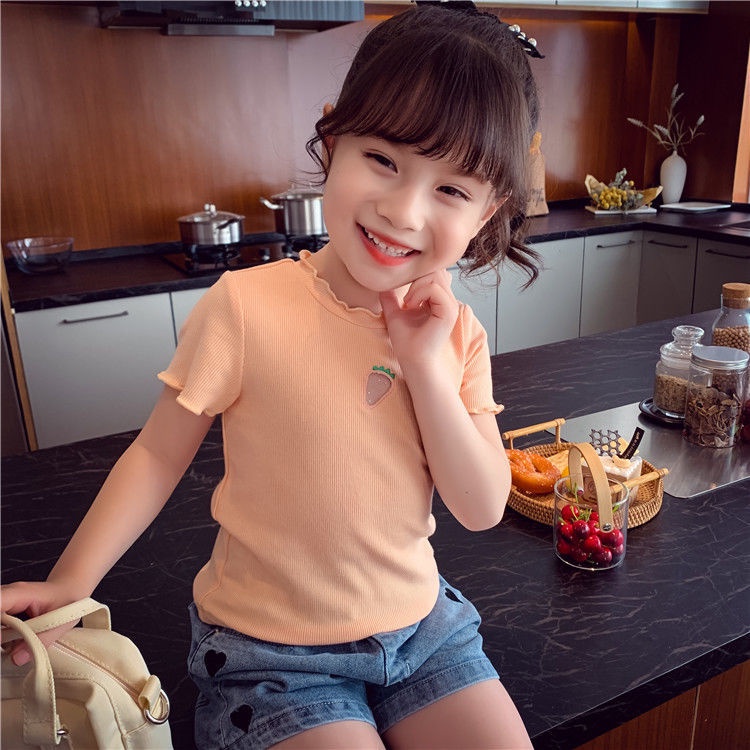 Áo thun tay ngắn phong cách Hàn Quốc thời trang mùa hè 2021 mới cho bé gái