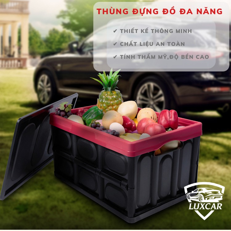 Thùng đựng đồ ô tô đa năng LUXCAR gấp gọn 30/55 Lít | Có túi lót - Hộp đựng đồ để cốp sau ô tô