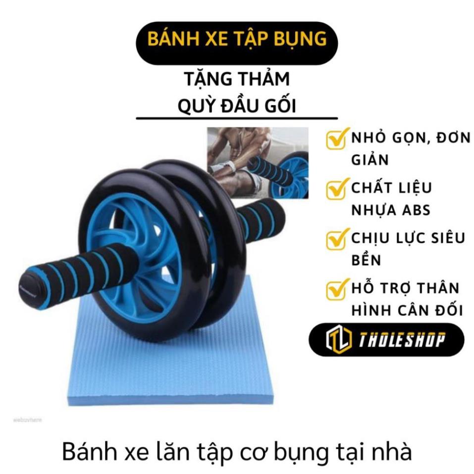 Bánh lăn tập thể dục - Bộ Bánh xe lăn tập cơ bụng + tặng thảm quỳ đầu gối khi tập, tập vùng cơ bụng, xô 3088