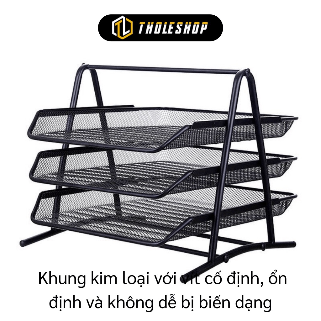 Kệ Đựng Tài Liệu - Khay Lưới 3 Tầng Để Tài Liệu, Hồ Sơ Văn Phòng Bằng Kim Loại 9377