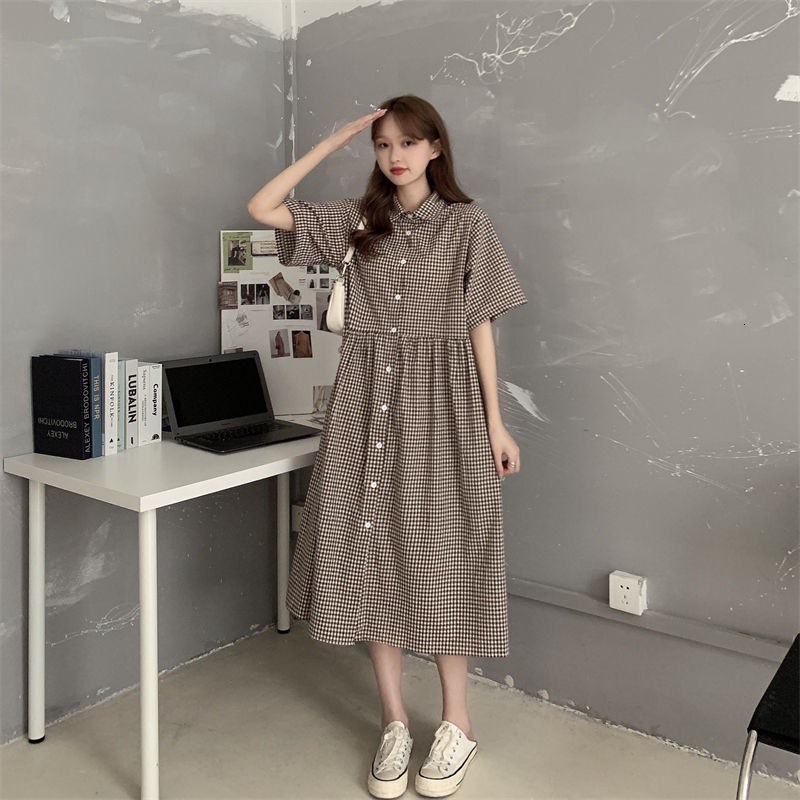 Set Đầm Sơ Mi Sọc Ca Rô + Áo Khoác Cardigan Không Tay Phong Cách Retro Hàn Quốc  váy | BigBuy360 - bigbuy360.vn