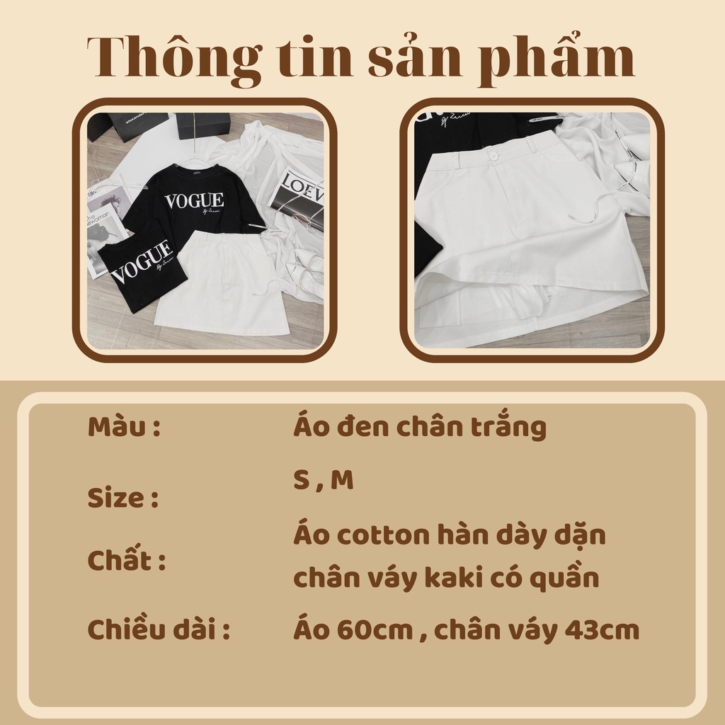 Set áo vogue chân váy A trắng cho nữ YoomeClothing ( ảnh thật tại shop )