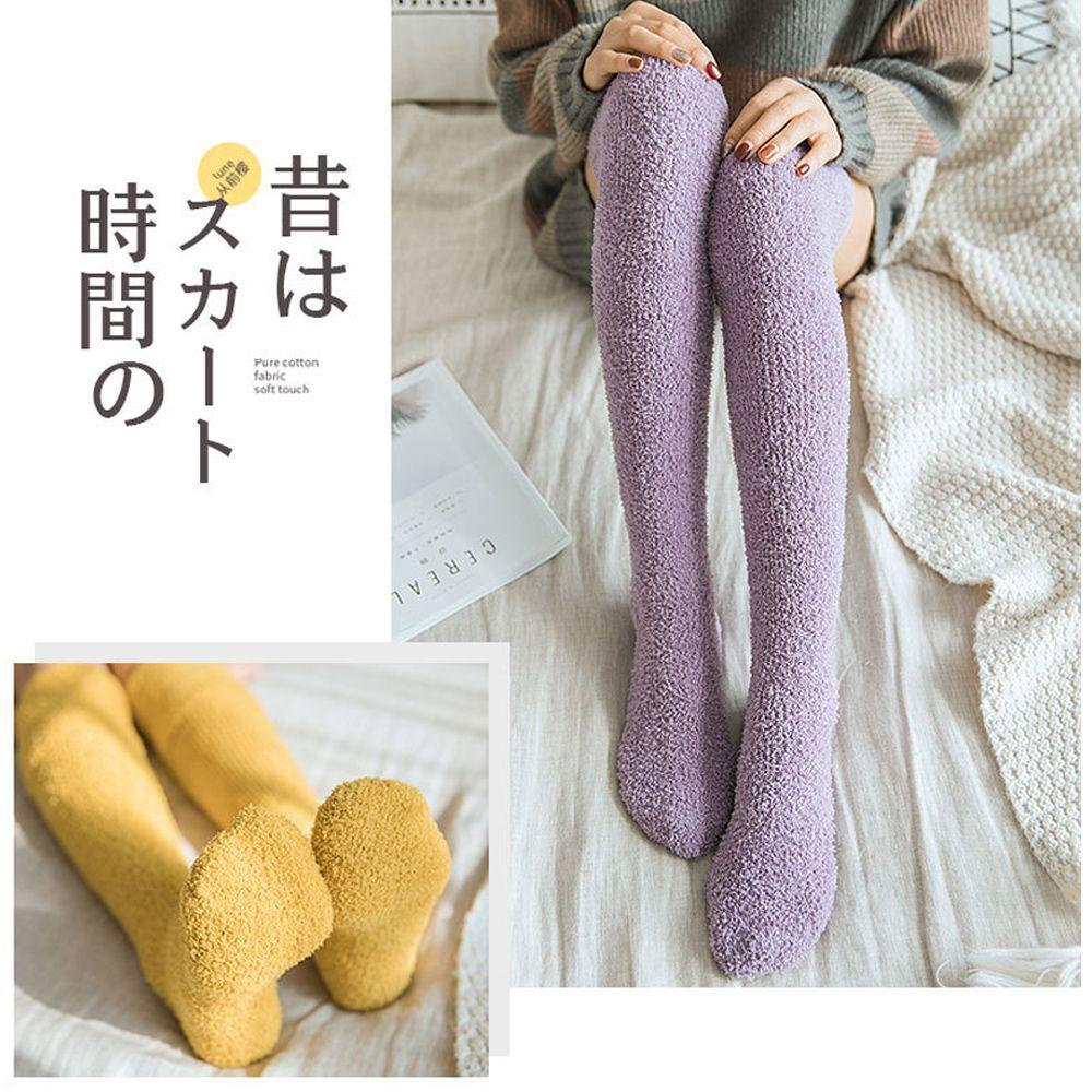 Upstopvn Vớ Nhung San Hô Dày Mềm Mại Thoáng Khí Màu Trơn Thời Trang