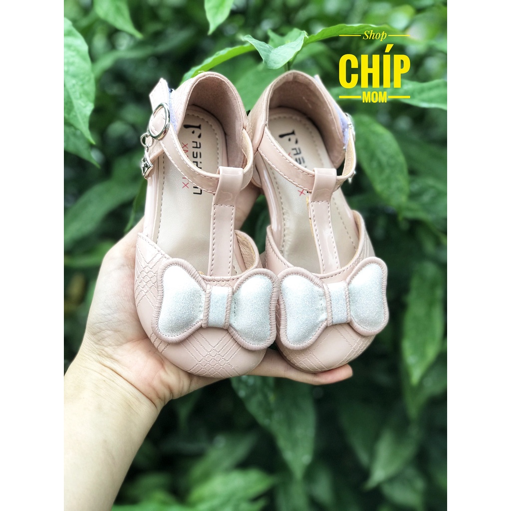 giày búp bê bé gái giày bệt cho bé da bóng mềm đế dẻo nơ xinh xắn nội địa QCCC full hộp hồng đen trắng 9006