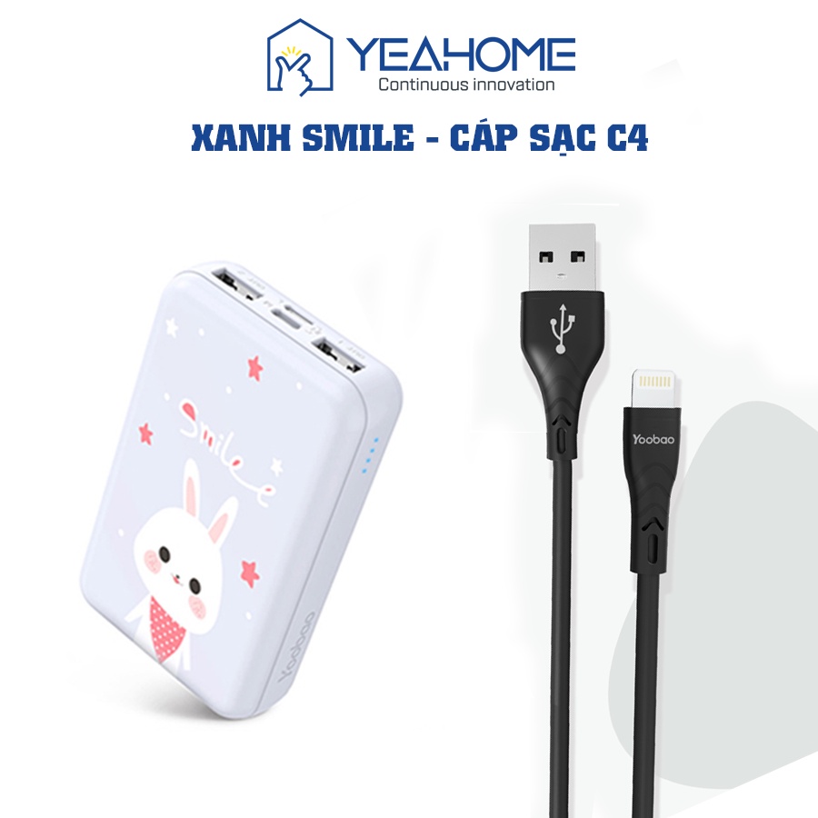 Pin Sạc dự phòng mini Yoobao P10W 10000mAh - Dây cáp sạc cho iPhone iPad đầu Lightning Yoobao C4 dài 1m, cao cấp