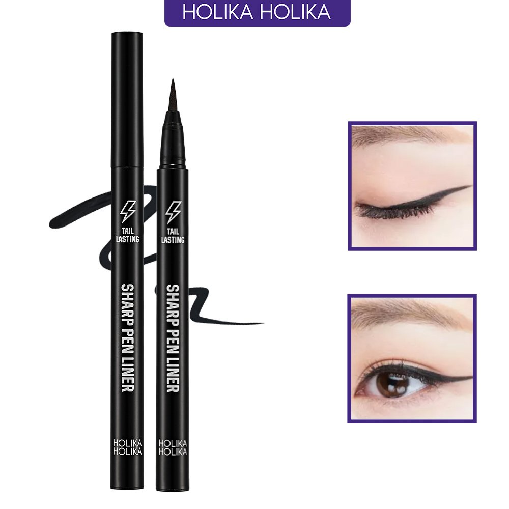 Kẻ mắt nước Hàn Quốc Holika Holika Tail Lasting Sharp Pen Liner đầu siêu mảnh mềm mại bền màu chống thấm nước 0,5g