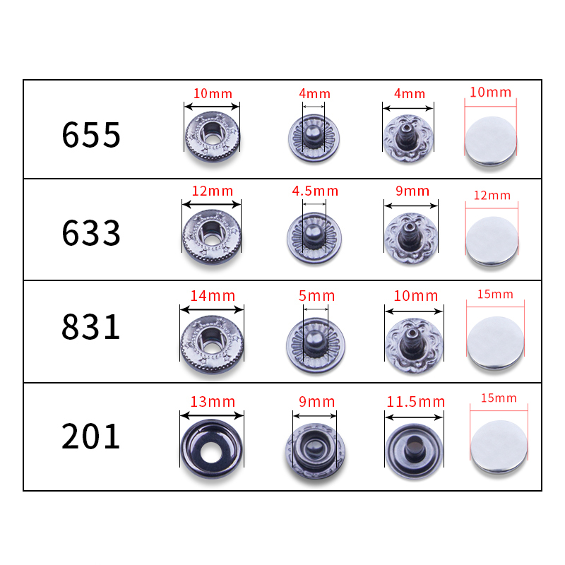 Set 10 Nút Kim Loại Dùng Để May Vá / Túi Xách Đa Năng Tiện Dụng