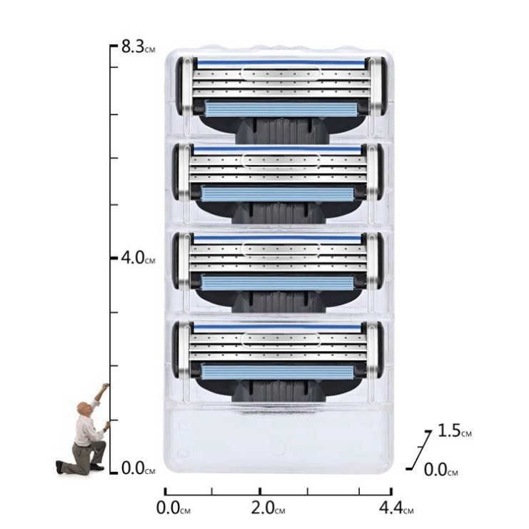 Bộ 4 lưỡi dao cao râu 3 lớp cho nam, giúp bạn làm sạch râu một cách nhanh chóng 7375 - Combo 4 lưỡi dao cạo râu 3 lớp