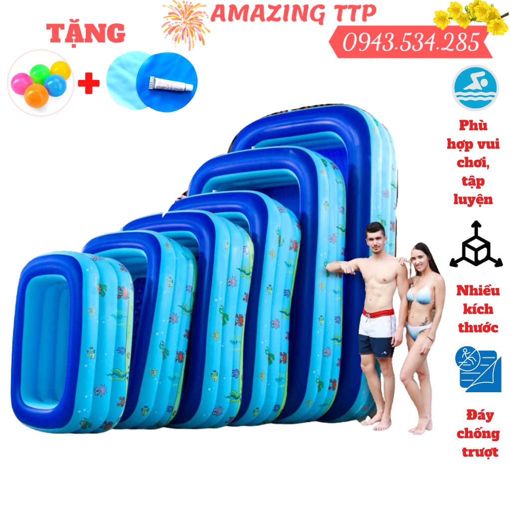 Bể Bơi Trẻ Em - Nhiều Kích Thước, Chất Liệu PVC -  Bể bơi thành cao cho bé, bể bơi phao các size - HÀNG LOẠI 1