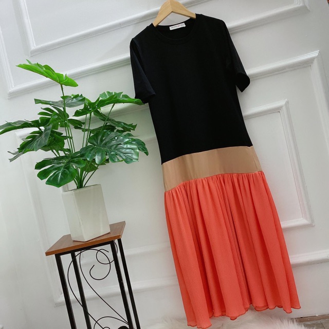 Váy suôn cotton pha chân dập ly