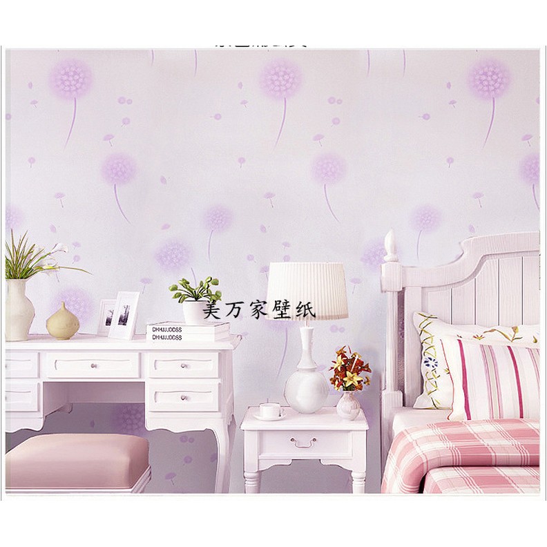 Decal giấy dán tường hoa bồ công anh tím khổ rộng 45cm ( giá bán 1m dài tới )