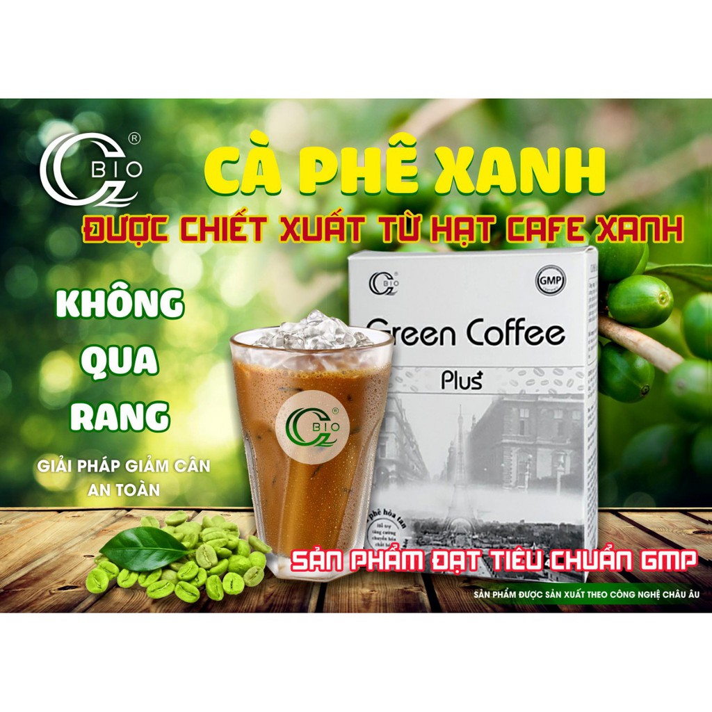 Cafe xanh Green Coffee Plus Qbio - Giảm Cân An Toàn - Không tác dụng phụ, không chất gây hại sức khỏe