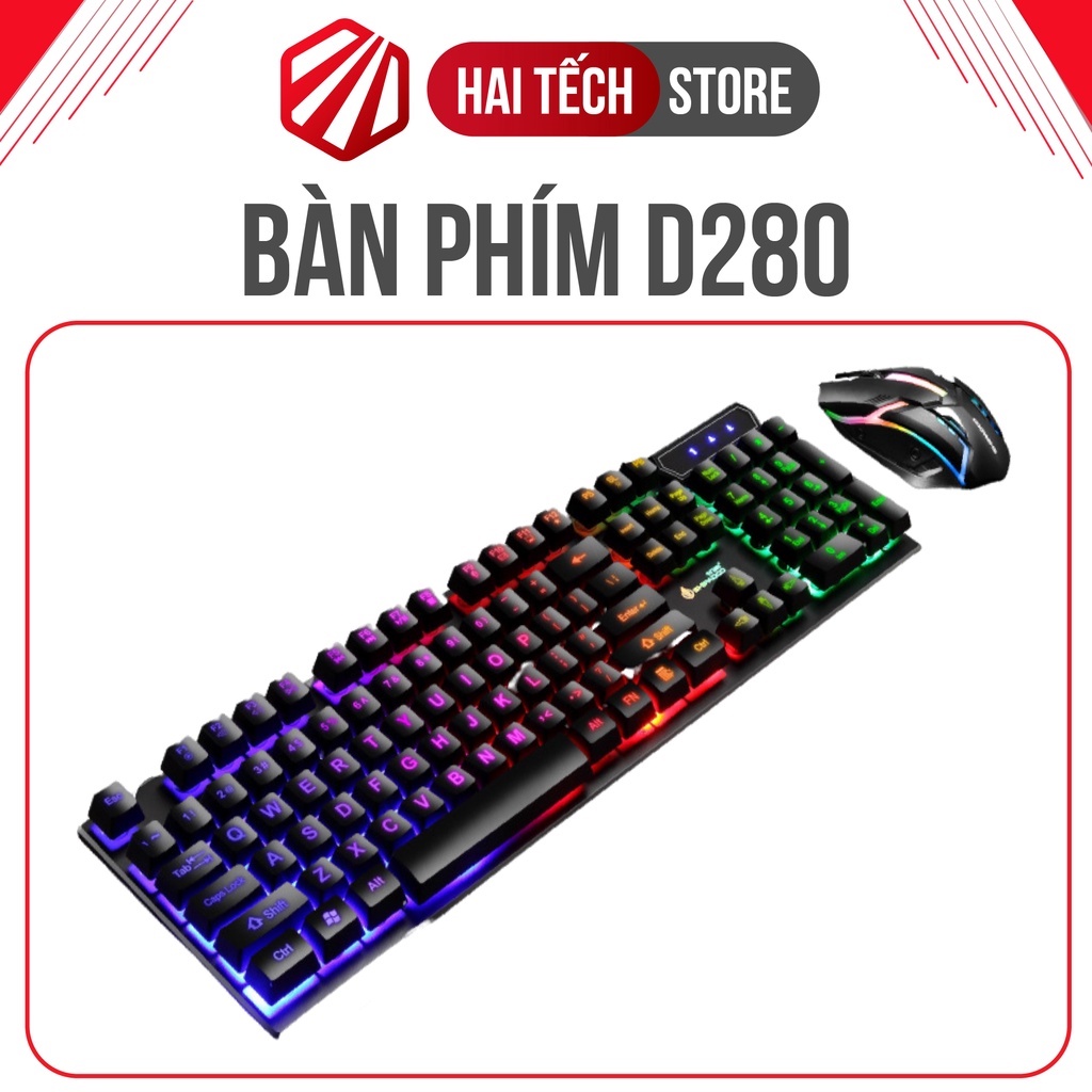 Bộ bàn phím và chuột giả cơ SHIPADOO MASTER D280 đèn led 7 màu chơi game, bàn phím máy tính