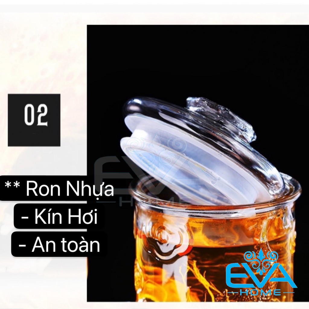 Bình Ngâm Thuỷ Tinh 10 Lít Dáng Trụ Hoa Văn Rồng - TR10L M1097