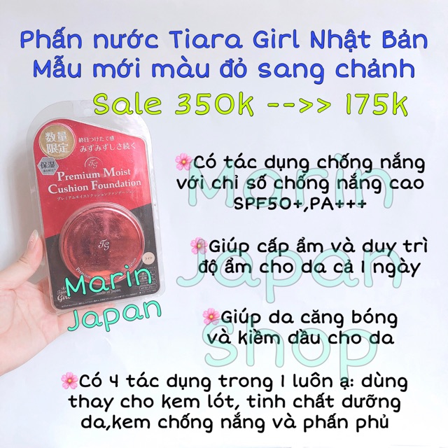 (Đủ bill,sale 45%)Phấn nước Tiara Girl TG Nhật Bản Premium Moist Cushion Foundation hộp màu đỏ | BigBuy360 - bigbuy360.vn