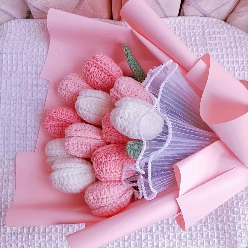 Bó Hoa Len Đan Thủ Công Làm Quà Tặng Tốt Nghiệp / Ngày Lễ Tình Nhân Cho Bạn Gái